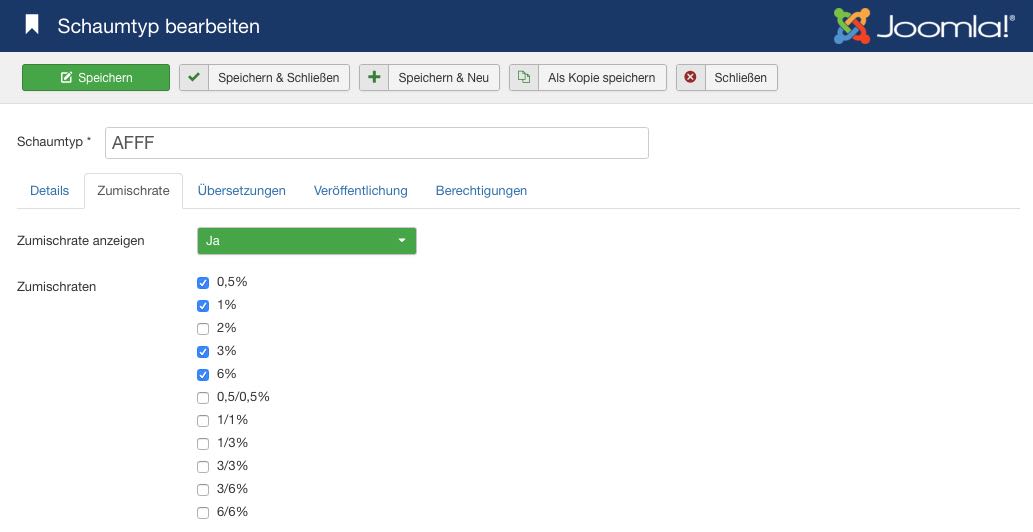 Schjaummittelarten Zumischraten